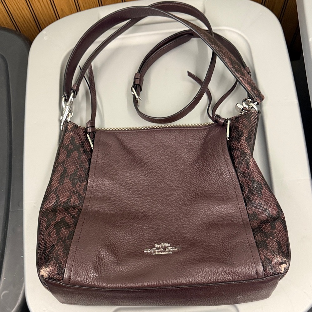 Coach K2078-8484 “Oxblood Leather Exotic Mix Marlon” Bag